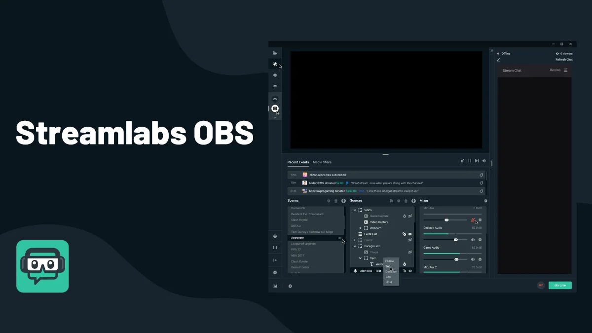 โปรแกรม Streamlabs OBS ไลฟ์สดและบันทึกวีดีโอ