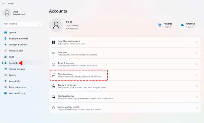 ลบรหัสผ่าน Windows 11