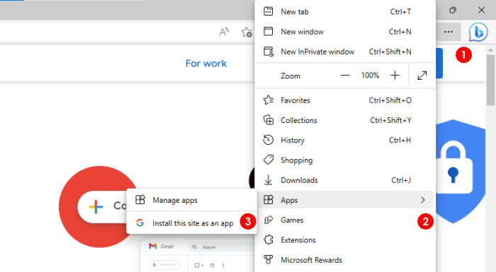 วิธีติดตั้ง Gmail ผ่านเบราว์เซอร์ Edge