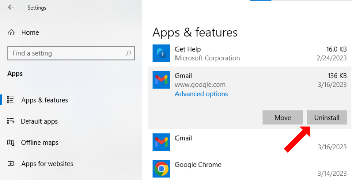 วิธีถอนการติดตั้ง Gmail บน Windows