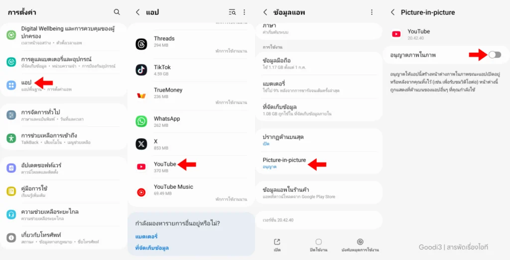 ปิดหน้าจอขนาดย่อ Picture-in-Picture ใน Youtube